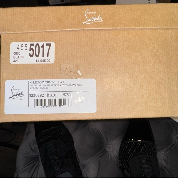 New Size 42 Christian Louboutin Greggo Chick Flat Oxfords Black - Picture 9 of 9